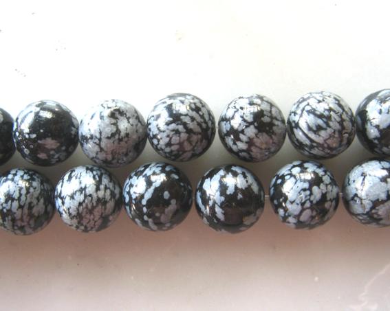 Obsidiana flocos bola lisa - 6 mm -  Fio 65 pedras (PE-241)